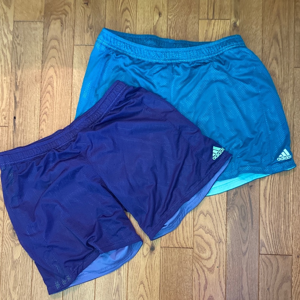 Adidas Teal and Dark Purple Mesh Shorts